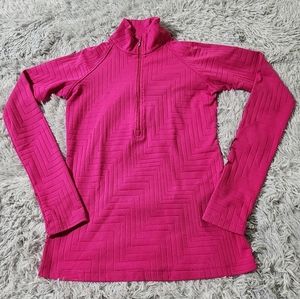 Lucy Purple Textured Geometric Pattern Half Zip Pullover Track Workout Jacket
